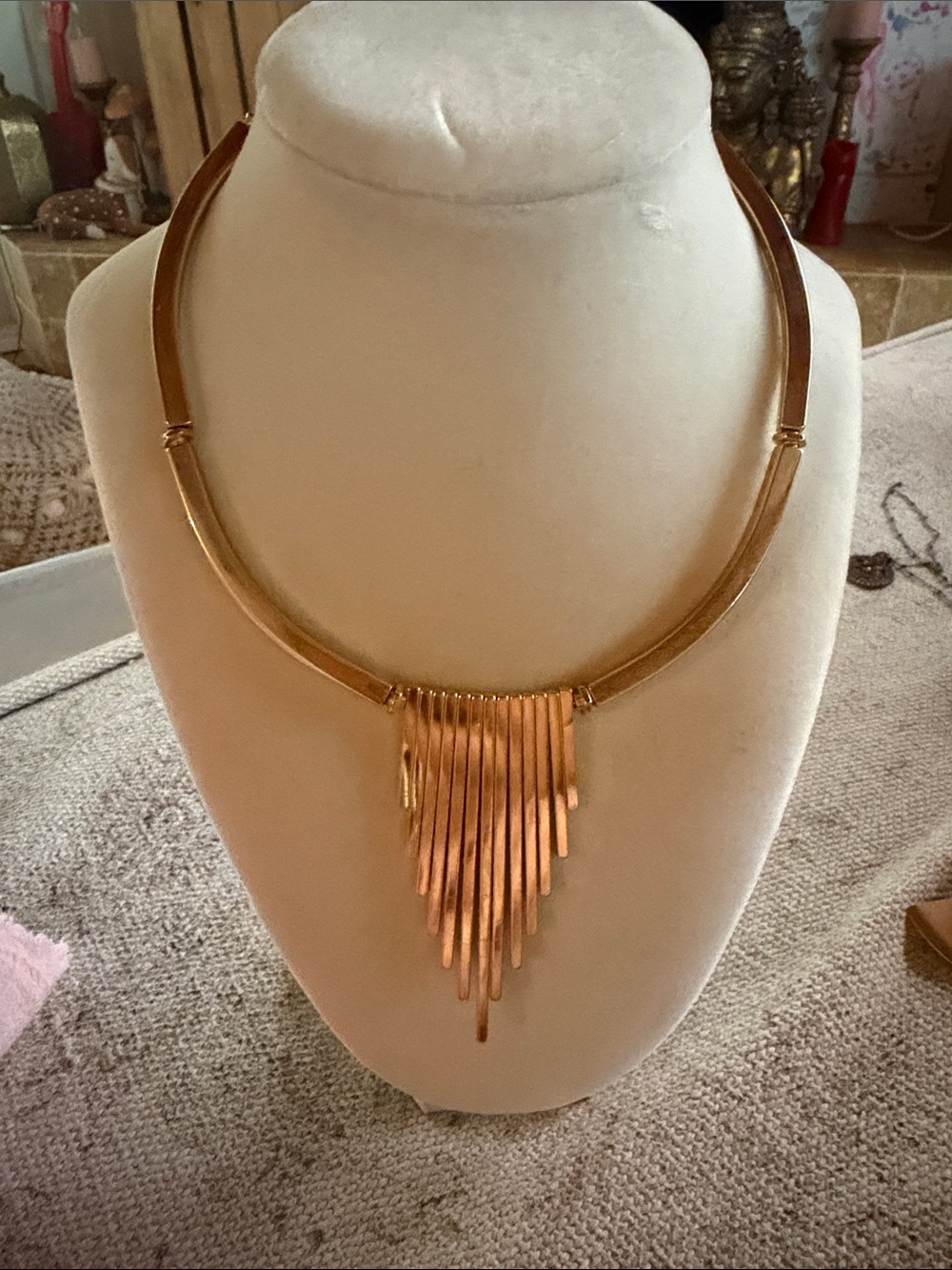 Vintage monet Gold Statement Fringe Collar Necklace choker - Picture 4 of 8